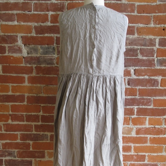 Flax Linen Crinkle Look Work/Play Sleeveless Dress - Picture 2 of 2